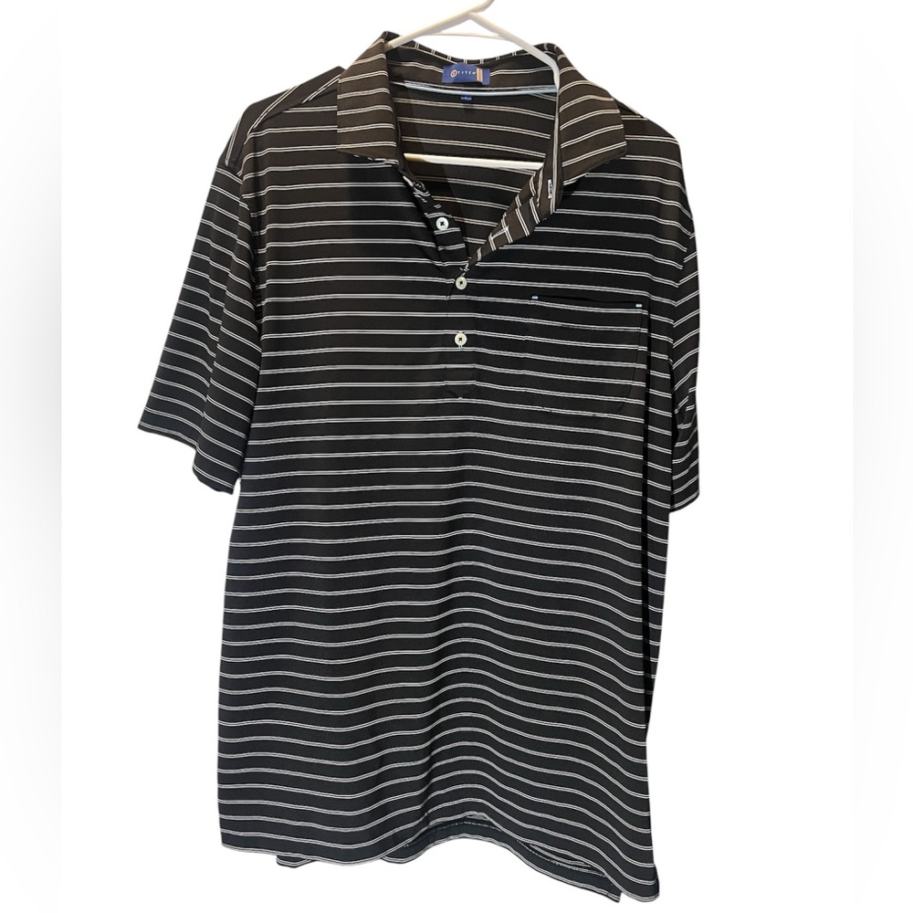 Stitch Black and White Striped Men's Performance Polo Size Large